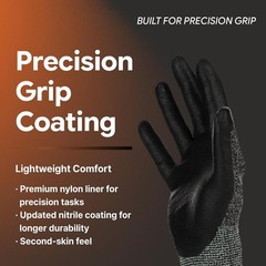 Nylon Work Gloves FN320, 3D Comfort Fit, Power Grip, Lightweight & Breathable…