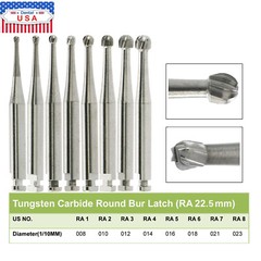 Dental Round Latch Carbide Bur RA 1 2 3 4 5 6 7 8 Midwest For Slow Low Speed ty