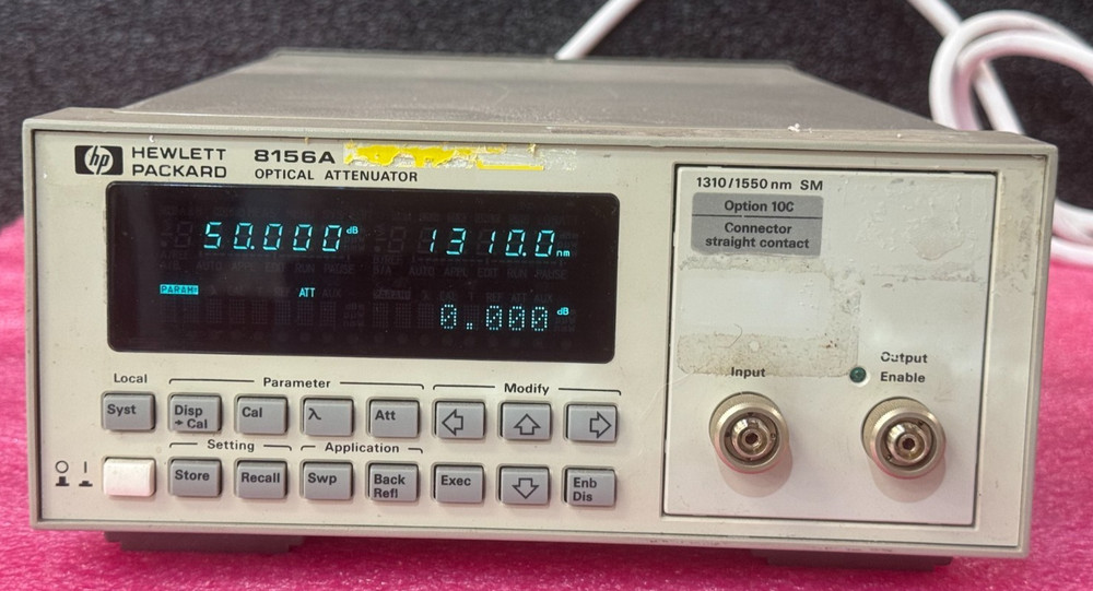 Agilent 8156A-101 Optical Attenuator 60 dB 0.001 dB Res 1200–1650 nm FC/PC