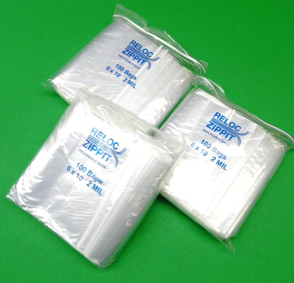 300 Reloc Zippit 6×10 Clear 2mil Poly Bags 6″ x 10″ Reclosable Zip Seal Bags