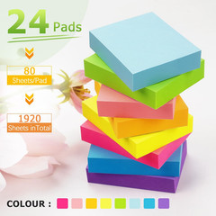 24 Pads Sticky Notes 1.5X2 Inch Bright Colors Self-Stick Pads Total 1800 Sheets