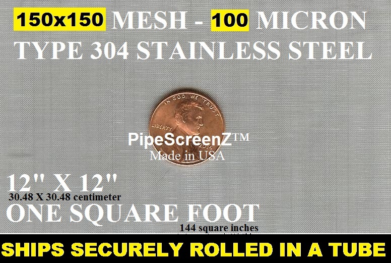 12X12 FINE 150 mesh/100 Micron STAINLESS STEEL SIFTER FILTER woven wire screen