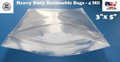 3″x 5″ Clear 4 Mil Plastic Zip Seal Bag Reclosable Top Lock 4Mil Small Baggie