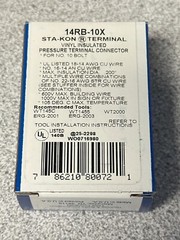 NEW Box of 100 Thomas & Betts Sta-kon 14RB-10X Ring Terminals 18-14 AWG #10 stud