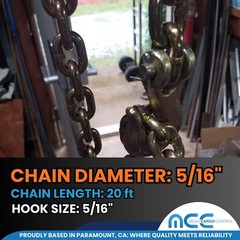 G70 Heavy Duty 5/16″ 3/8″ 1/2″ x 20′ Tow Chain Binder Flatbed Trailer Transport