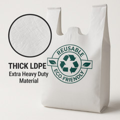 1/6 Size 2.25 Mil White 21×6.5×11.5 Reusable Extra HeavyDuty Plastic TShirt Bag