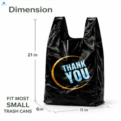 YoYoRain 100 Count Plastic Bags – Black T Shirt with Handle Large,