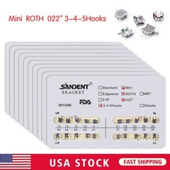 10 packs Dental Orthodontics Metal Bracket Braces Mini MBT 022″Slot Hooks 3-4-5