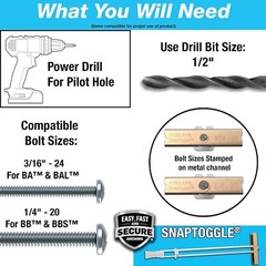 TOG1087 Toggler 24200 1/4″ x 20″ Wall Anchors with Bolts (Box of 100)