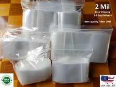 Clear Reclosable Zipper Top Poly Plastic Bags Lock Zip Seal Baggies 2 Mil 2ML