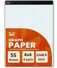 55 Sheets Graph Paper Pad, 11 Inch x 8.5 Inch, Great for Art & Math Projects