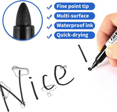 SMELHA Permanent Markers, 100 Pack Black Permanent Marker Pens, Black Permanent