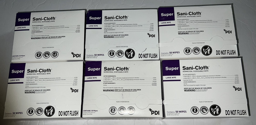 6 BOXS PDI Super Sani-Cloth Large Disinfecting Wipes 5″ x 8″ (H04082) 300 Wipes