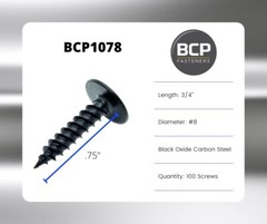 BCP Fasteners #8 x 3/4″ 100 Qty Phillips Black Mod Truss Head Screws (BCP1078)