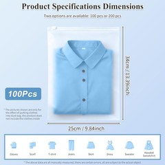 100Pcs Clothing Packaging Bags 10×13 Inch-Plastic Zipper Apparel Bags for Shi…