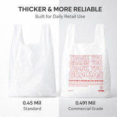 Thank You Carryout Bags 1/6 Size 22×6.5×11.5 0.491 Mil HDPE Retail Takeout