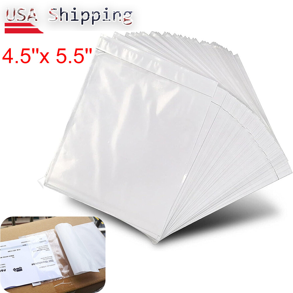 Self Adhesive 4.5”x 5.5” Packing List Envelopes Invoice Enclosed Slip Pouches