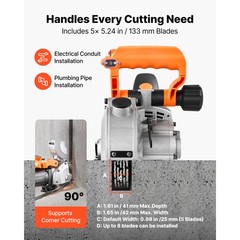 Uimoso Electric Wall Chaser 4800W Groove Cutter Machine with 6800RPM and Guide