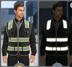 *JKSafety 9 Pockets Hi-Vis Black Safety Vest 3XL