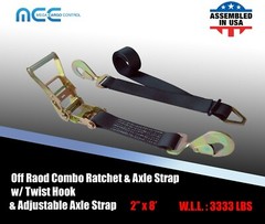USA 2″ x 8′ Axle Strap Car Trailer Hauler Ratchet Tie Down Strap w/ Snap Hook