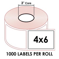 4×6 (4″x6″) Shipping White Direct Thermal Labels – 3″ Core – (8) Rolls of 1000