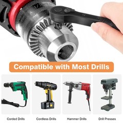 2x Universal Drill Chuck Key Kit Double End Ratchet Spanner with 6 Chuck Heads