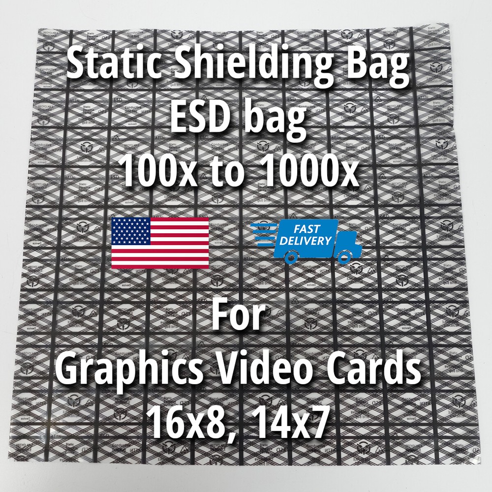 1000 Premium ESD Anti-Static Shielding Bags Open Top 16 x 8″ Graphics Video Card