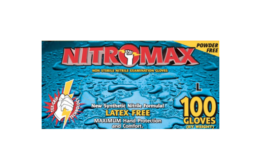 NitroMax Powder-Free Nitrile Exam Gloves 5 Mil – X LARGE – Box of 100 gloves