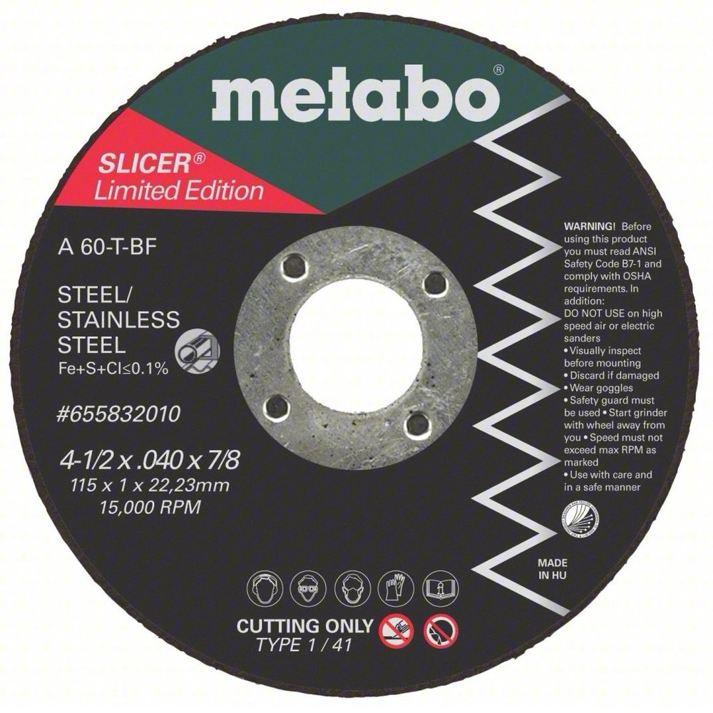 100ea! Metabo 655832010 4.5″ X .040 X 7/8 Original Slicer, Box Of 100!