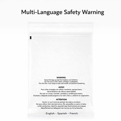 Clear Resealable OPP Cello Bags 1.5 Mil Poly w/ Suffocation Warning – Multi Size