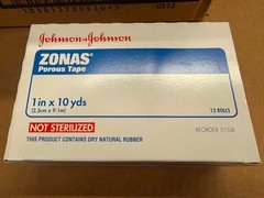 1 Box/12 Rolls Johnson & Johnson ZONAS Porous Tape 1 in x 10 yds 5104