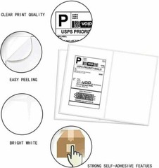 Address Shipping Labels 8.5×5.5″ Half Sheet Round Corner Adhesive Blank Labels