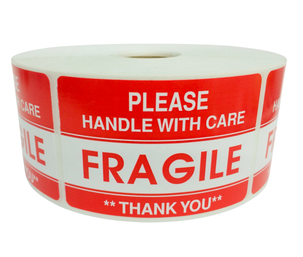 2×3, PLEASE HANDLE WITH CARE/FRAGILE/THANK YOU, 500 labels per roll, 1-60 Rolls