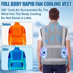 Gray Cooling Vest Jacket with 2 Fans 10000mah Battery Pack for Men Women Cond…