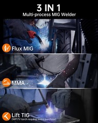 200A 110V/220V Gasless MIG Flux Core ARC/Lift TIG/MMA Welder &TIG Torch Home DIY
