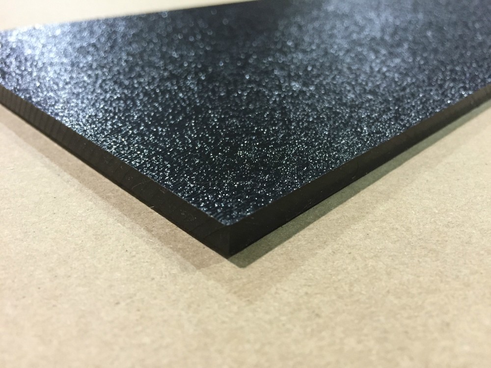 ABS Black Plastic 1/8″ x 12″ x 12″ .125″ textured 1 side stereo sheet