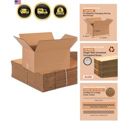 Shipping Boxes Medium 16″L x 12″W x 8″H 25-Pack – Corrugated Cardboard Box fo…