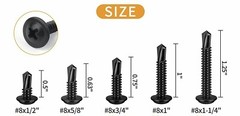 Modified Truss Head #8 x 1/2″ to 3″ Self Drilling Screws, Black