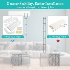 4″ PVC Decorative Mini Split Line Set Cover w/ Flexible Duct & Straight Duct