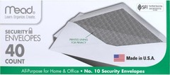 Mead #10 Envelopes, Letter Size, 4-1/8″ x 9-1/2″, Security Printed Lining for Pr