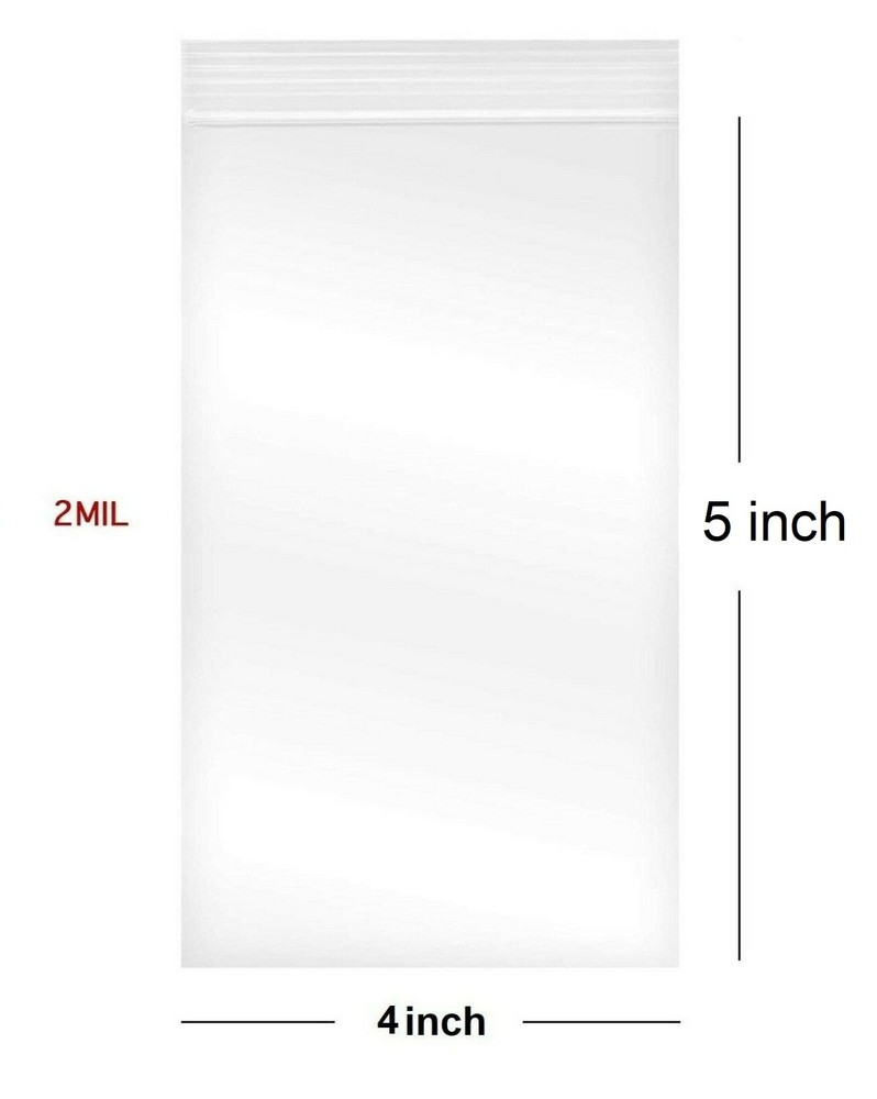 Clear Reclosable Plastic 2-Mil Ziplock Bags Poly Jewelry Zipper Baggies(4″x5″)