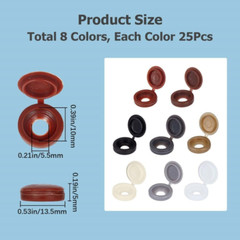 1 Box 200Pcs 8 Colors Hinged Screws Cover Caps Fold Snap Covers Plastic Shutter