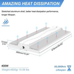 400W LED Linear High Bay Light Dimmable Warehouse Shop Gym Lighting 60000 Lumens