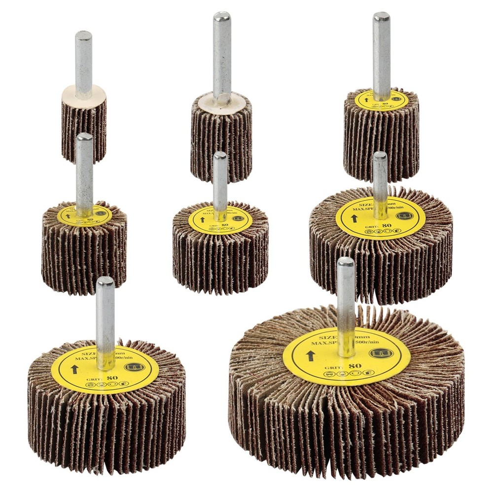 8 Pcs Flap Wheel Sander Set, 1/4″ Shank 8Size Flapper Wheel, SHITIME Long-Lastin