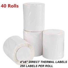 40 Rolls Direct Thermal Labels 4×6 250/Roll For Zebra 2844 Eltron ZP450
