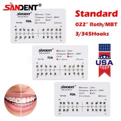 Dental Orthodontic Metal Bracket Braces Standard Roth/MBT 022 3/345 Hooks L