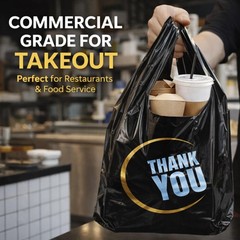 Black 100 Count T Shirt Bags with Handle Retail Shopping Plastic Bags NEW