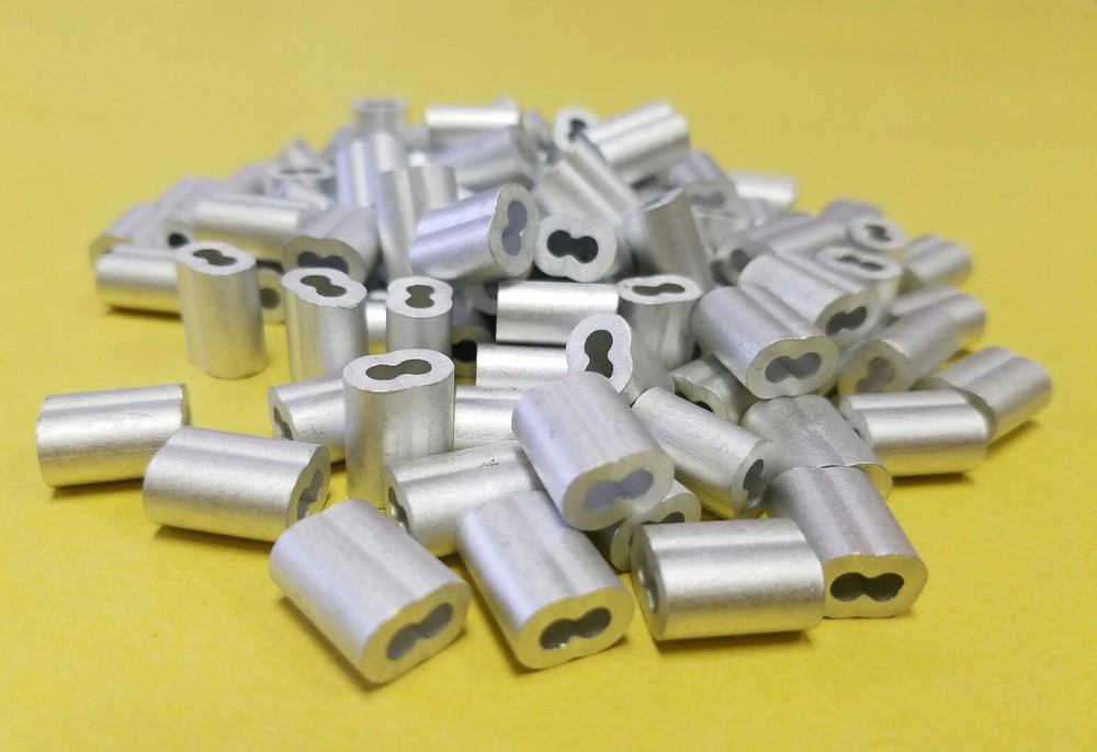 Aluminum Swage Sleeves for 1/8″ Wire Rope Cable: 50, 100, 200, 500 and 1000 pcs