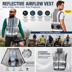 Gray Cooling Vest Jacket with 2 Fans 10000mah Battery Pack for Men Women Cond…