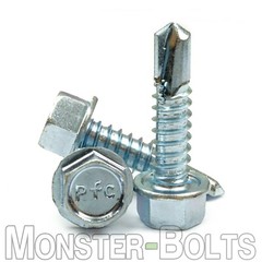#8 Tek Screws – Indent HWH Hex Washer Head Unsloted, Zinc #2 Point Self Drilling